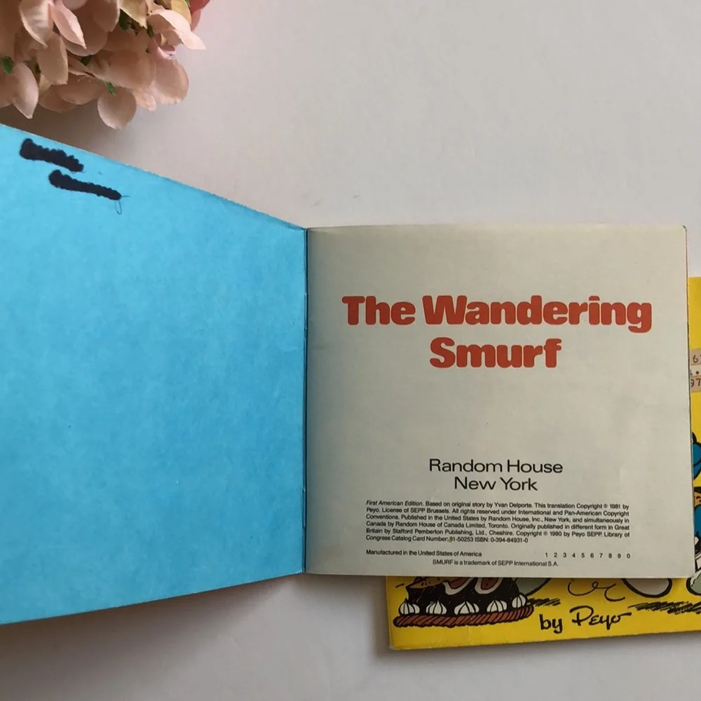 Smurf books 80s Vintage The Wandering Smurf Smurf Cake Book 1980s Vintage SMURFS